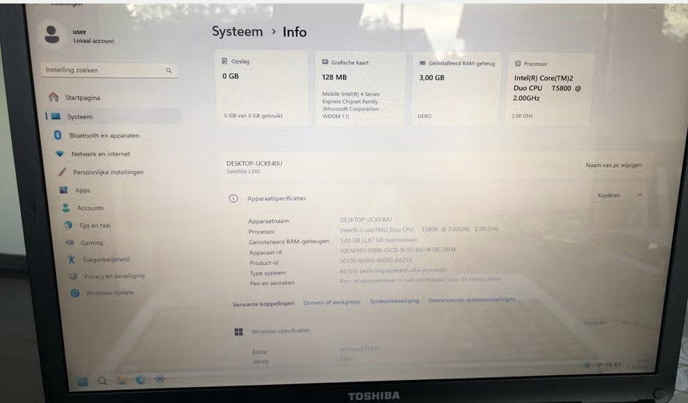 Toshiba Satellite L350 – 17” scherm – Werkende laptop, Computers en Software, Ophalen, Gebruikt, HDD, TOCHIBA