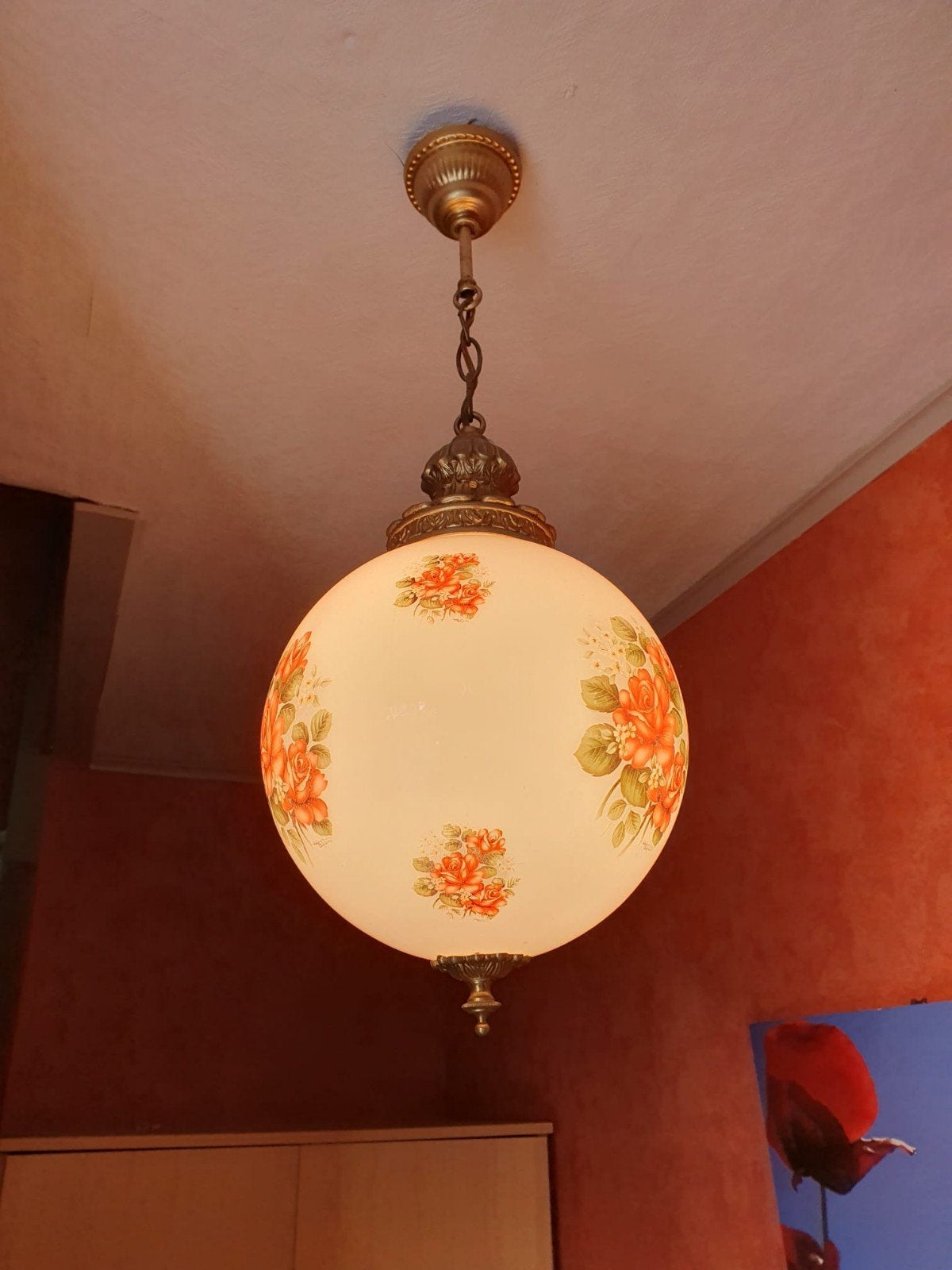 Antieke Bol lamp, Huis en Inrichting, Ophalen, Glas