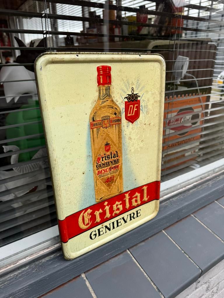 Ancien panneau d'affichage en cristal 1948, Collections, Enlèvement, Utilisé, Panneau publicitaire