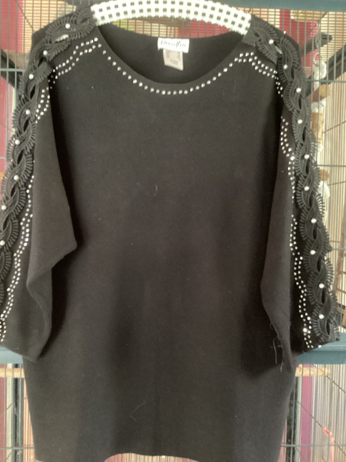 Pull de soirée noir avec de jolies décorations, taille 40/42, Enlèvement, Taille 38/40 (M)