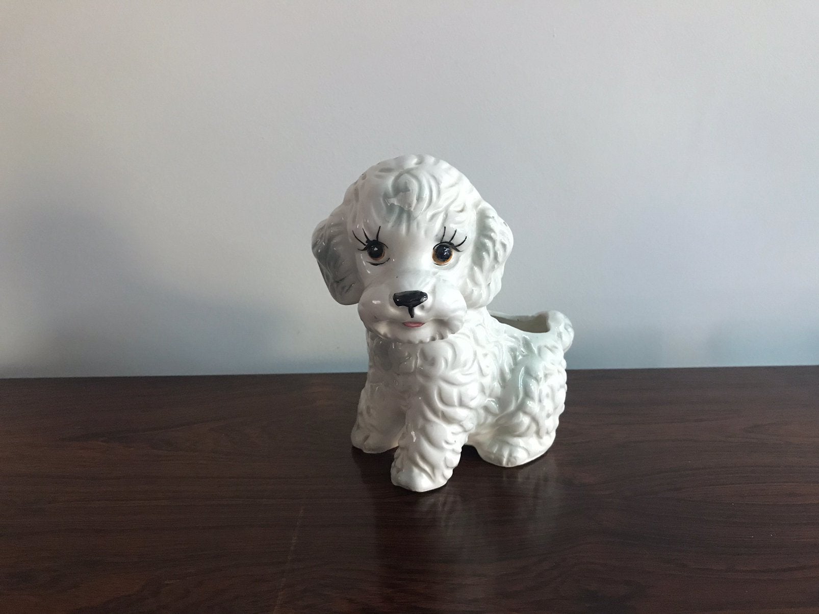 Retro vintage bloempot hond poedel, Ophalen of Verzenden, Zo goed als nieuw