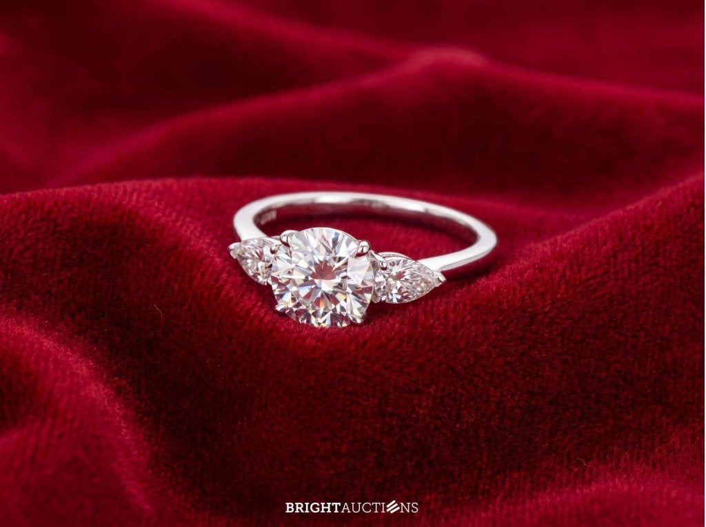 Witgouden trinity ring met een briljant van 2.00 carat, Handtassen en Accessoires, Ringen, Niet ingevuld, Diamant, Wit, Niet ingevuld