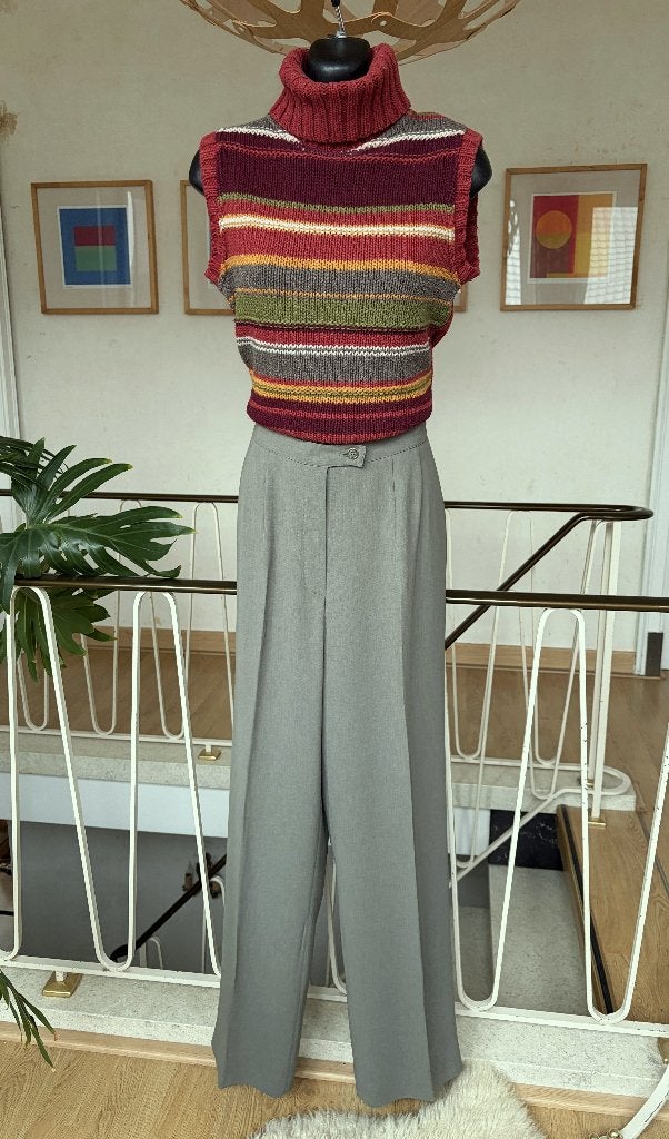 Gabriella Benelli geklede broek, groen/grijs, mt 40 (IT), Maat 38/40 (M), Overige kleuren, Ophalen of Verzenden, Zo goed als nieuw