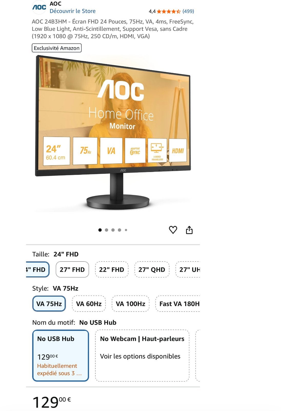 Moniteur AOC 24´, Informatique & Logiciels, Enlèvement, Comme neuf