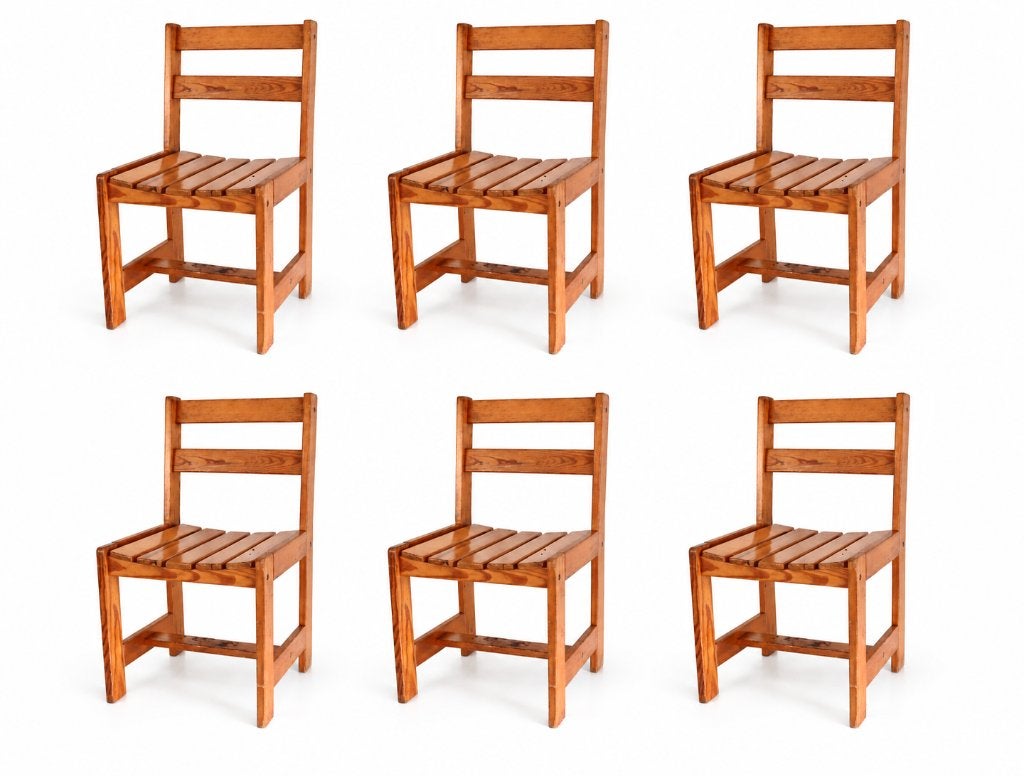 6 X Vintage Pine eetkamerstoelen jaren 70 (Sweden), Enlèvement
