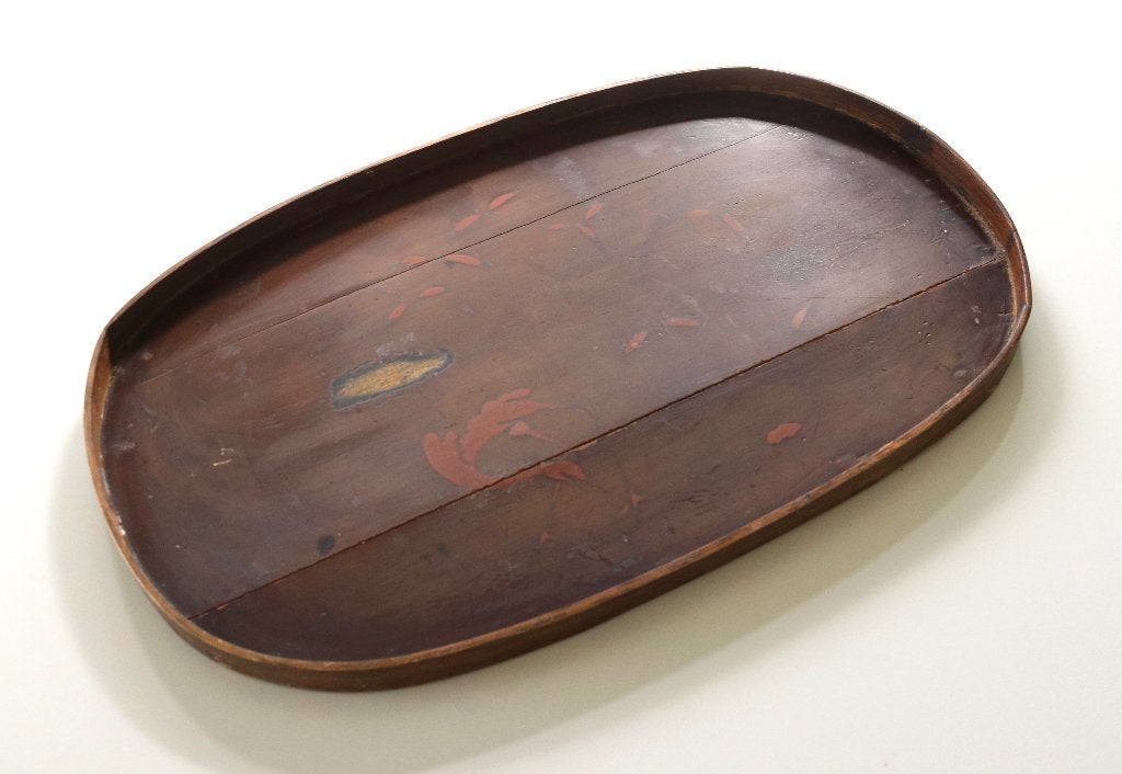 Antiek ovaalvormig houten dienblad - Japans?, Huis en Inrichting, Woonaccessoires | Dienbladen, Ophalen of Verzenden, Gebruikt