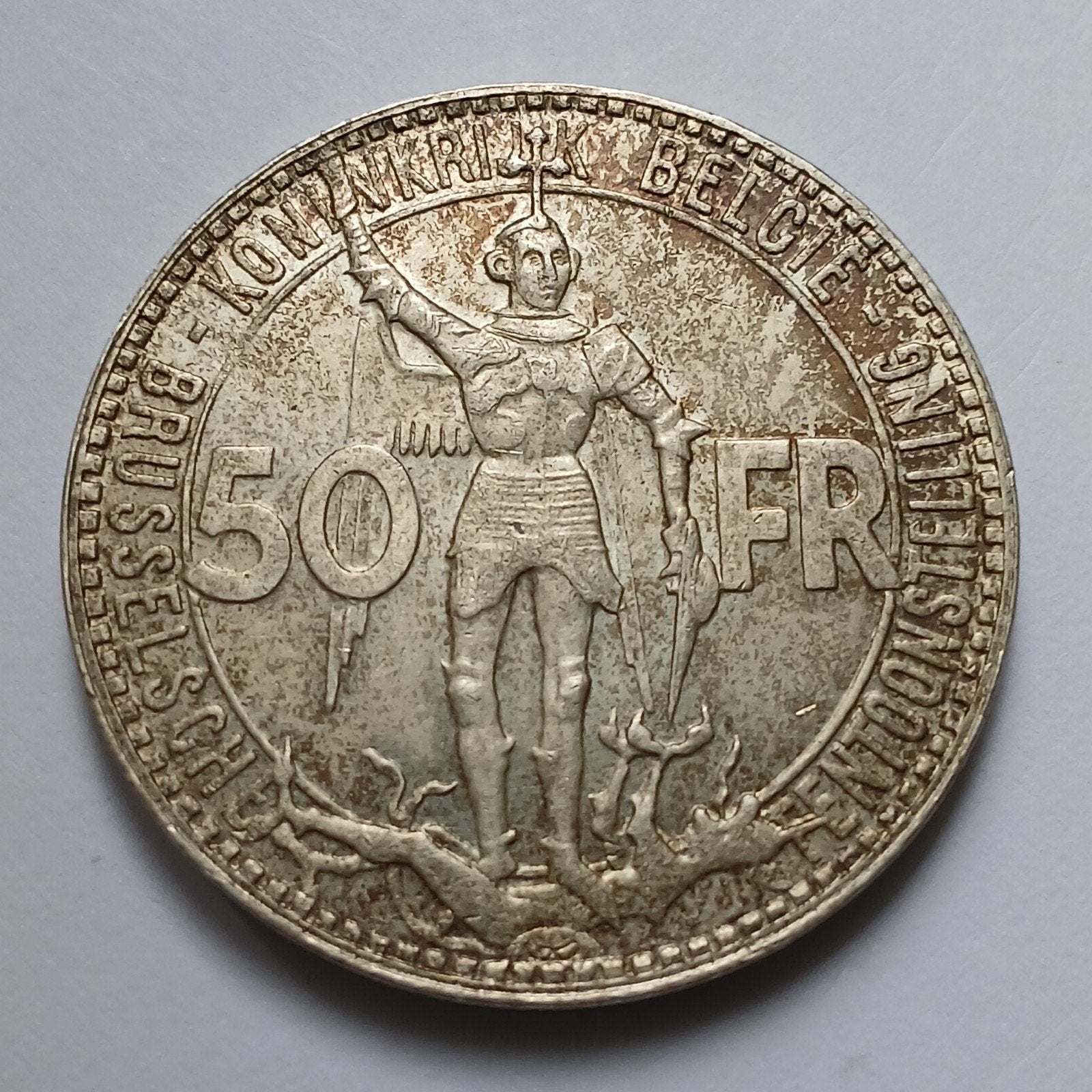 50 frank 1935 positie B, Zilver, Ophalen of Verzenden, Losse munt, Zilver