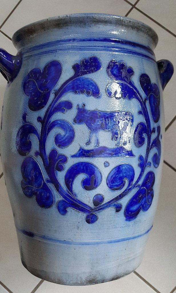 Belgische blauw gres pot 45 cm h, Enlèvement