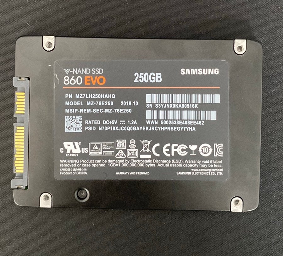 Samsung SSD 860 EVO 250GB, Computers en Software, Harde schijven, Ophalen, Intern, Server, SSD