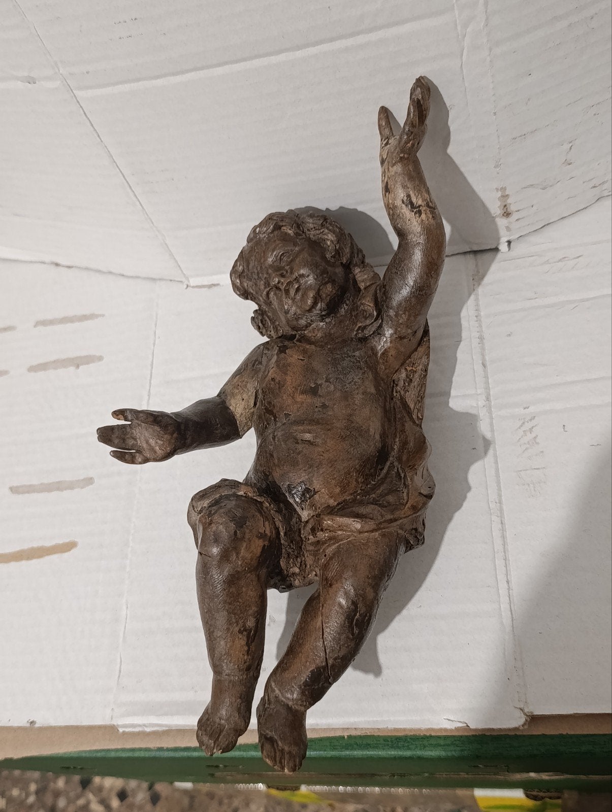 Ange en bois ancien à restaurer, Maison & Meubles, Enlèvement ou Envoi, Bois