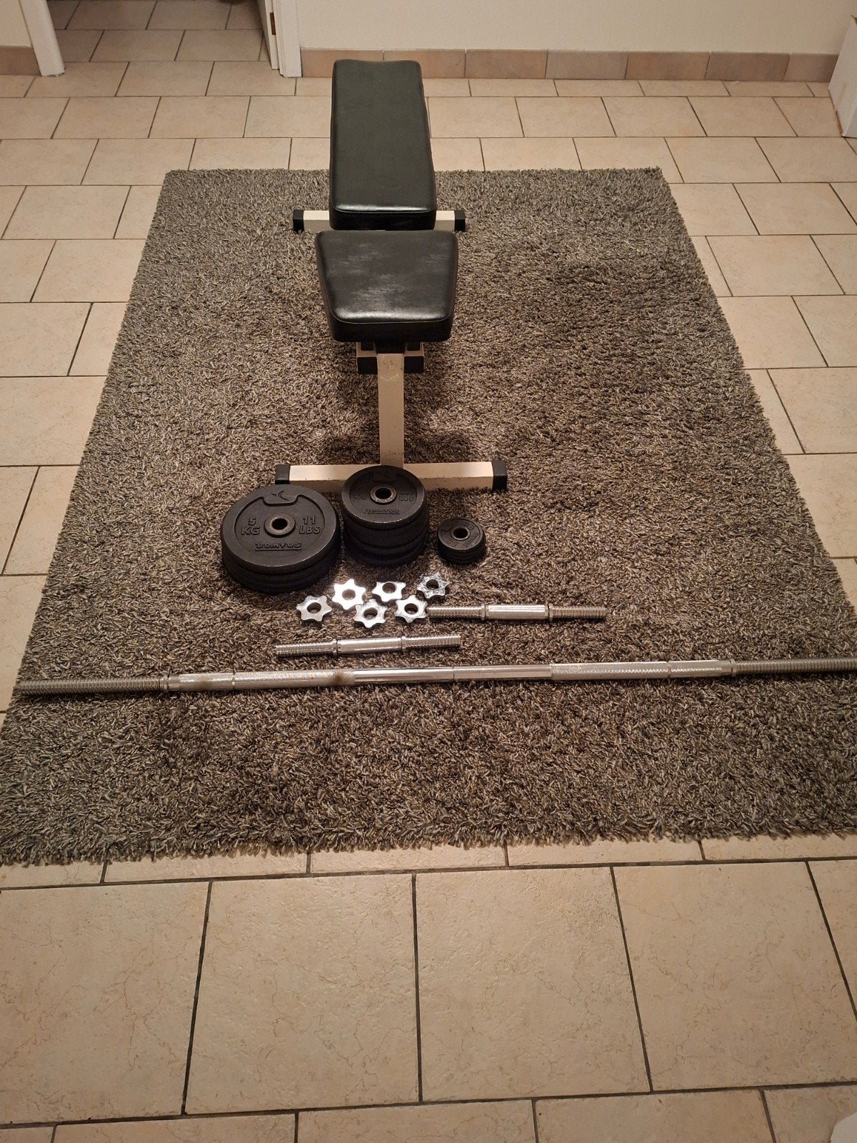 Fitness bank met gewichten, Sport en Fitness, Ophalen, Gebruikt, Fitnessbank