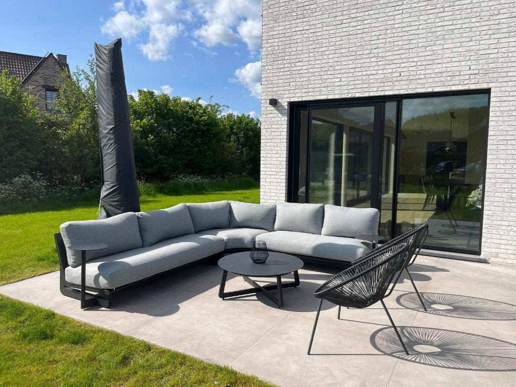 Salon extérieur sans coussins + table basse, Jardin & Terrasse, Enlèvement, Utilisé, Aluminium