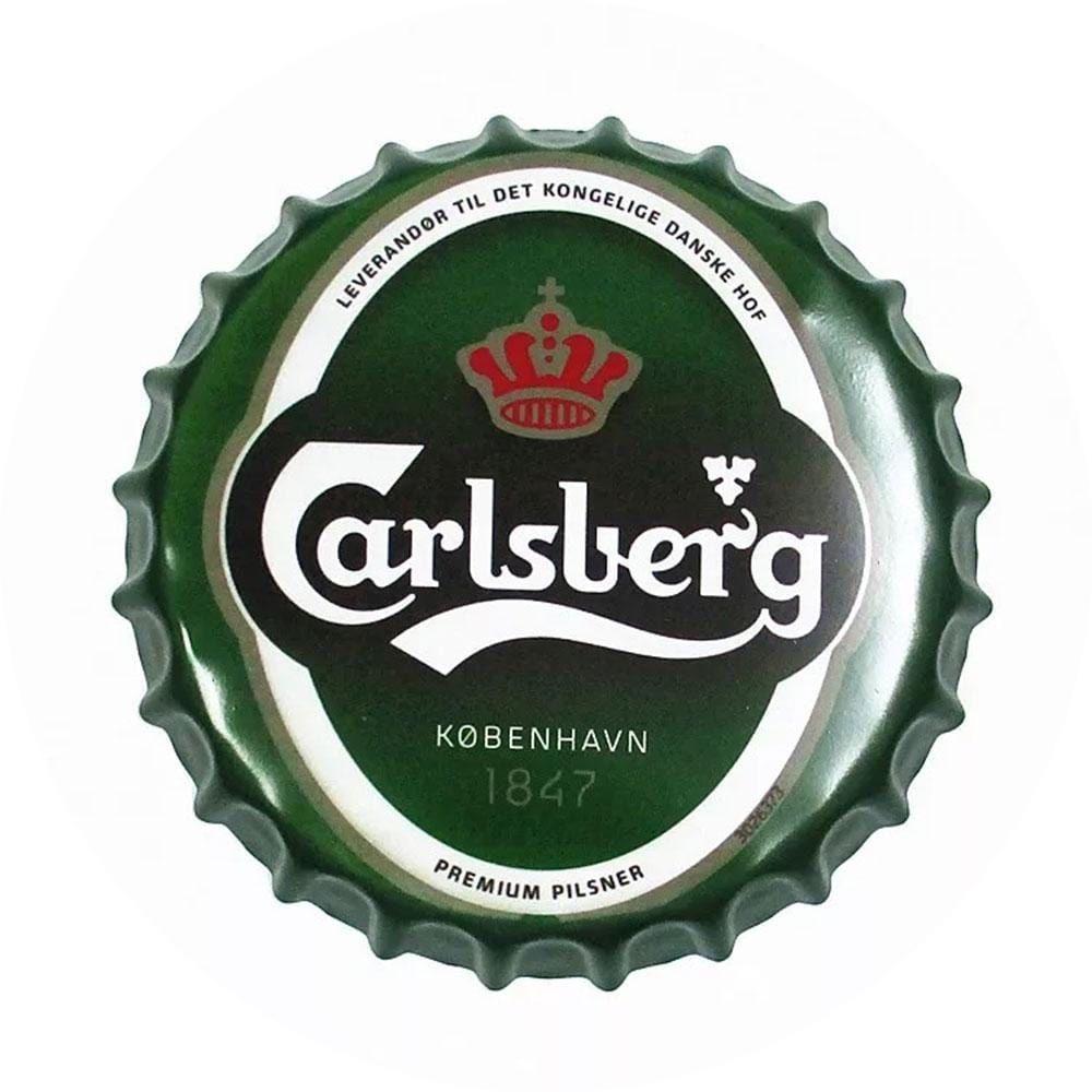 Panneau rond en métal Carlsberg - rétro vintage mancave, Enlèvement ou Envoi, Neuf, Panneau, Plaque ou Plaquette publicitaire