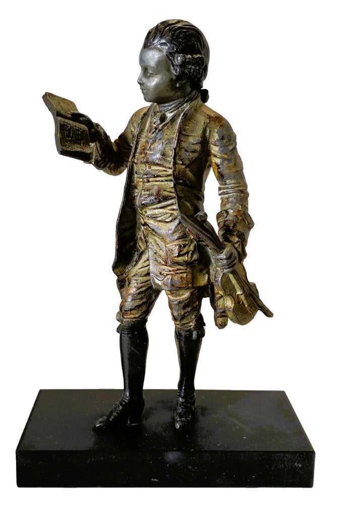 Mozart beeld in Brons op sokkel., Antiek en Kunst, Ophalen of Verzenden