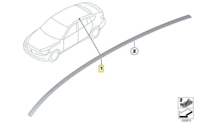 Dakrail daklijst dakdrager roof rail zwart rechts BMW 5 seri, Autos : Divers, Porte-bagages, Neuf, Enlèvement
