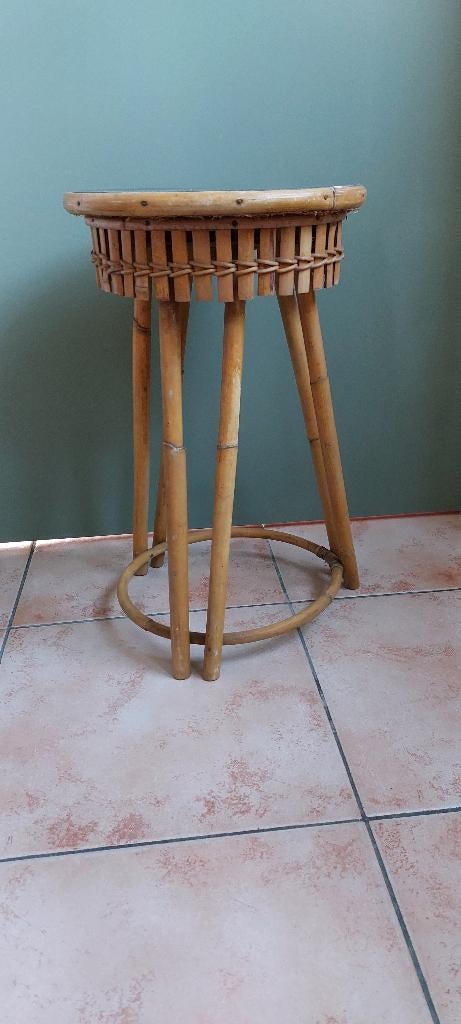 Tabouret table vintage support pour plantes en bambou tiki b, Enlèvement ou Envoi