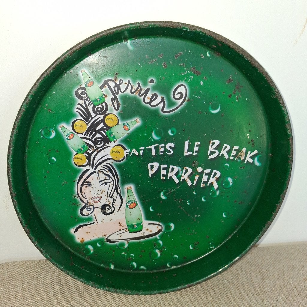 Vintage dienblad PERRIER, Ophalen of Verzenden, Gebruikt, Gebruiksvoorwerp