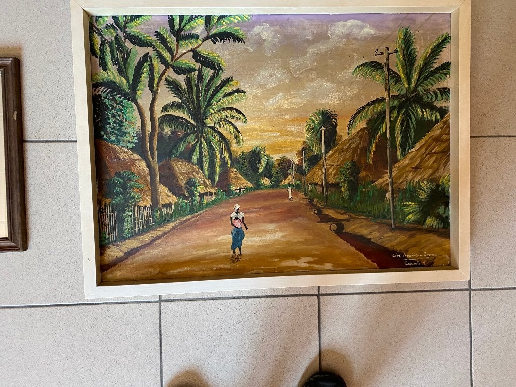 ingekaderd schilderij op doek, Antiek en Kunst, Ophalen, Landschap, Doek