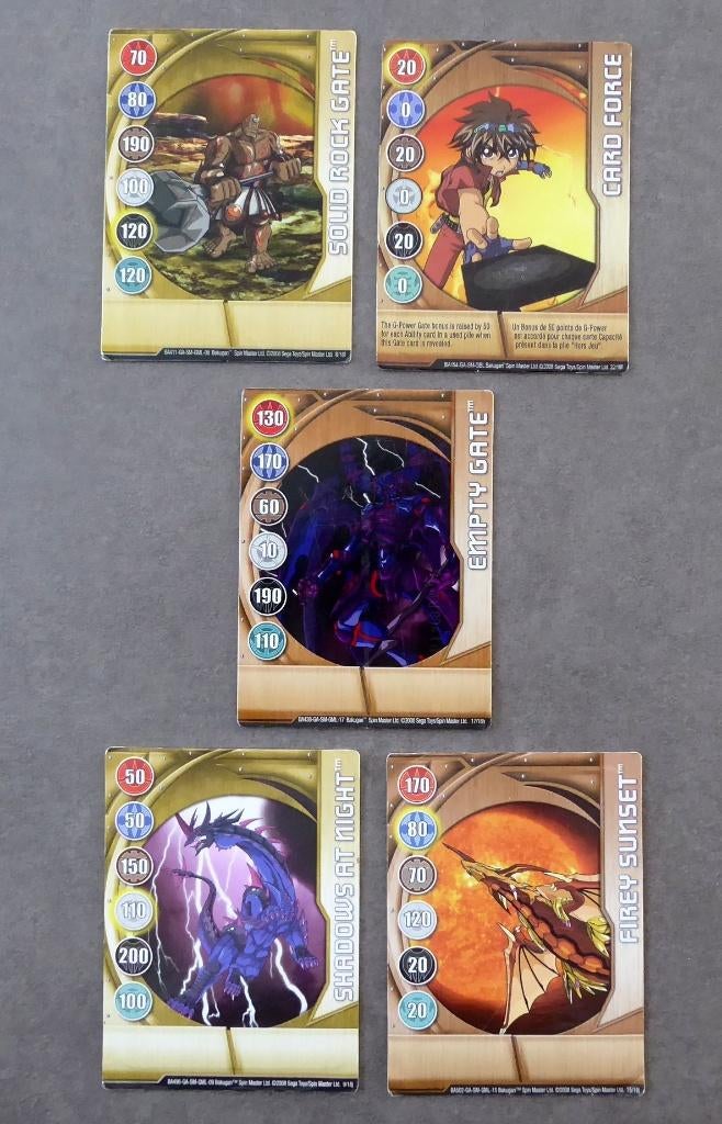 Lot 5 cartes métal d'exception Bakugan - 2008, Enlèvement ou Envoi, Utilisé