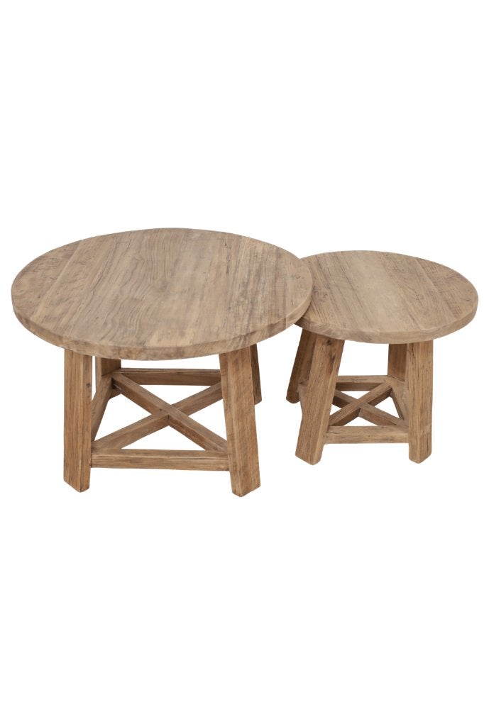 ronde salontafel set teak hout, Enlèvement ou Envoi, Rond, Landelijk, 5 – 50
