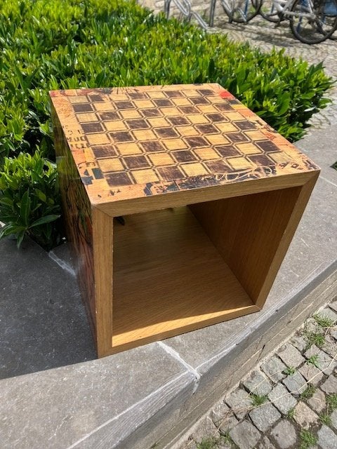 TABLE D'APPOINT/BIBLIOTHÈQUE/ESCALIER EN BOIS 40/40/40 CM, Enlèvement ou Envoi, Moins de 55 cm, Carré, Utilisé