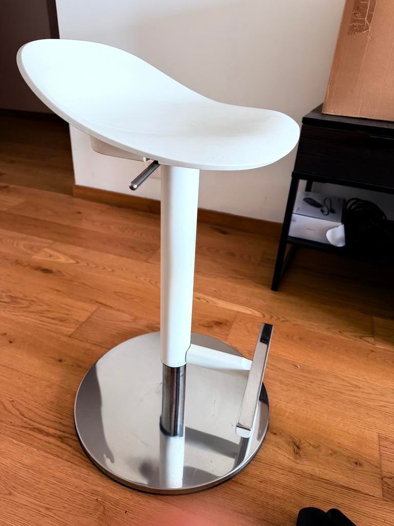 Tabouret de bar IKEA JANINGE, blanc., Ophalen, In hoogte verstelbaar