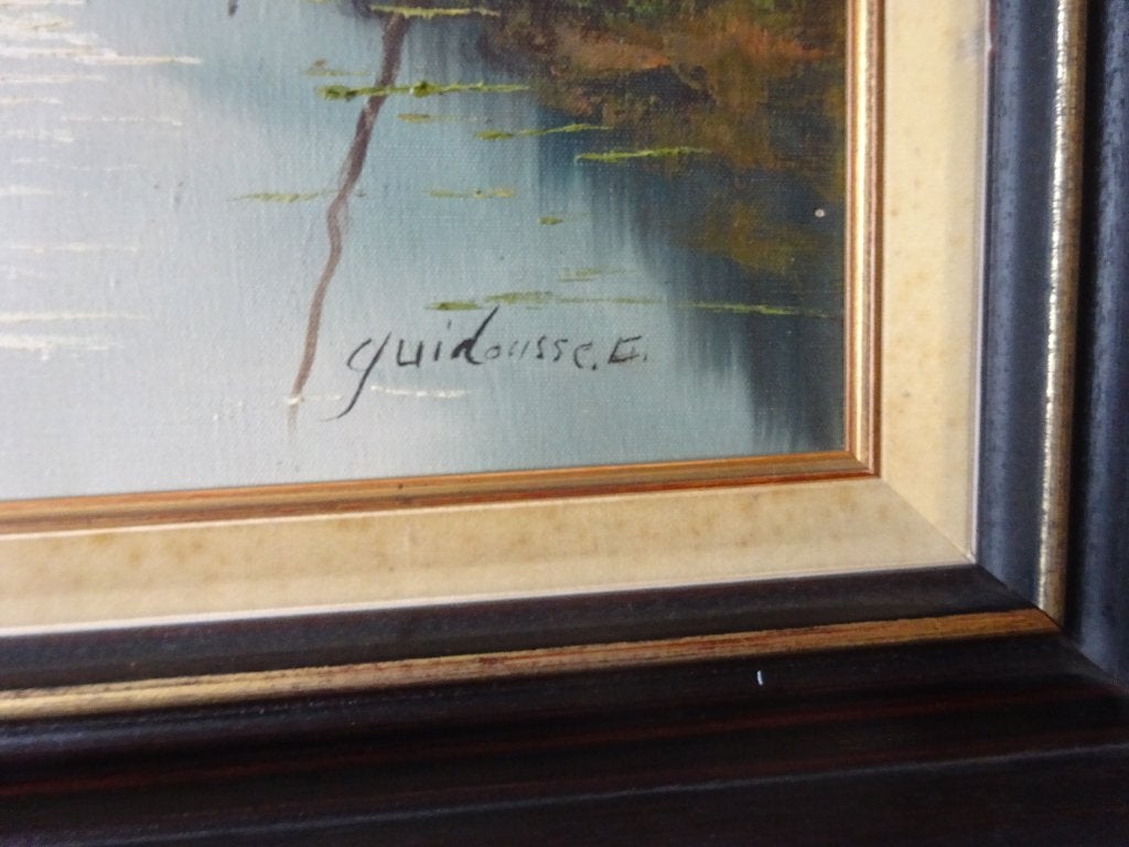 Gaston Quidousse, doek, 60 x 90 cm, Hoeve bij de beek, Antiek en Kunst, Ophalen, Doek, Expressionistisch, Gesigneerd