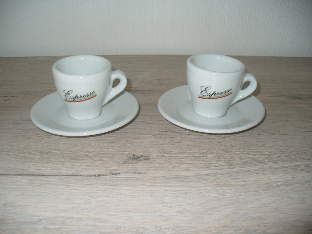 Espresso kopjes + schoteltjes, Huis en Inrichting, Ophalen of Verzenden, Zo goed als nieuw