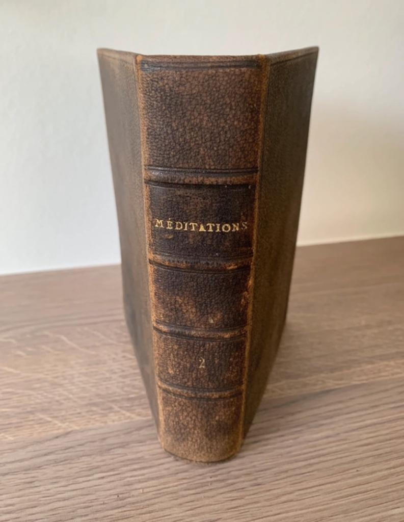 Frans antiek lederen religieus boek – Méditations, Ophalen of Verzenden