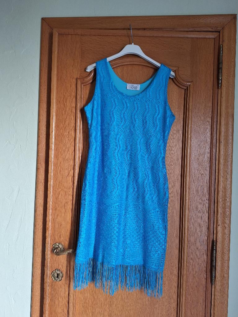 robe courte (style charleston) bleu pétrole - T: 38, Taille 38/40 (M), Comme neuf, Enlèvement, Longueur genou