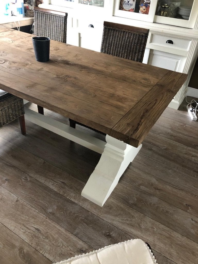 landelijke eettafel , weg wegens herinrichting woning, Comme neuf, 100 à 150 cm, Enlèvement, LANDELIJK