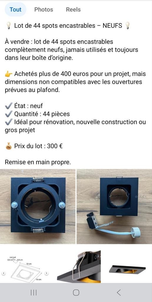 Spots encastrables neuf, Enlèvement