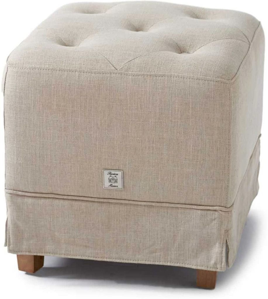 Poef Riviera maison linnen - 2 stuks beschikbaar, Ophalen, Minder dan 50 cm, Vierkant, Minder dan 50 cm