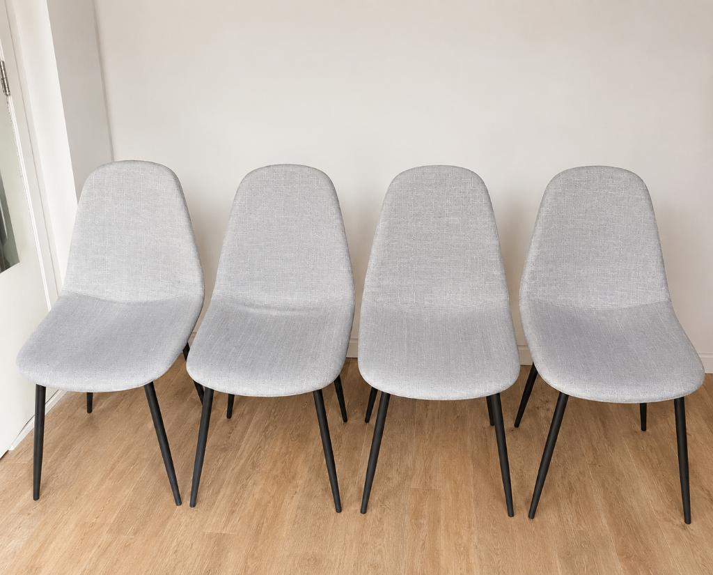 4 grijze eetkamerstoelen, Ophalen, Gebruikt, Vier, Scandinave