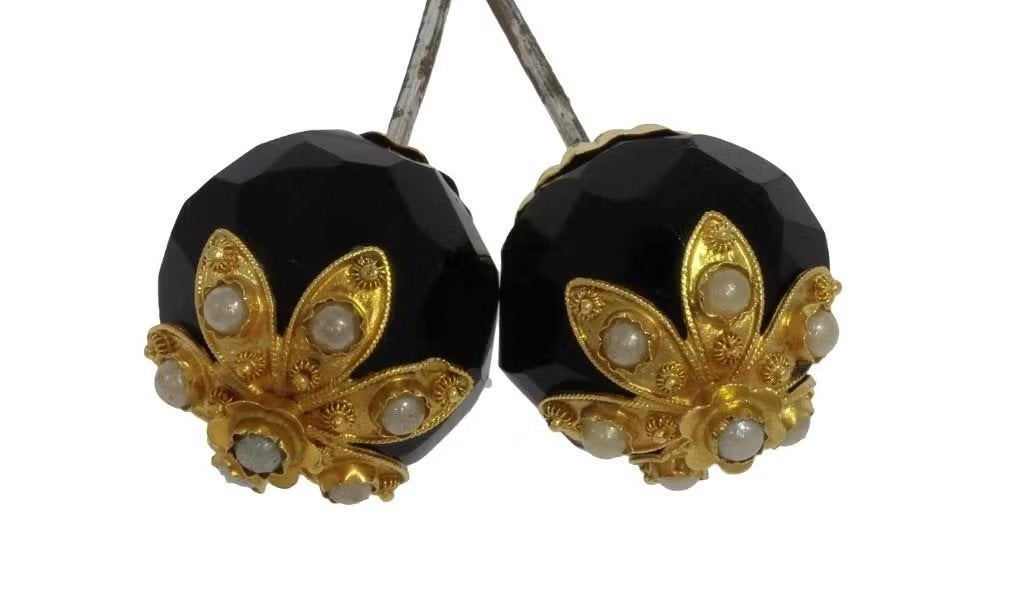 Git parel 14k set antieke spelden broche zeeland rouw, Handtassen en Accessoires, Ophalen of Verzenden, Goud, Broche, Met edelsteen