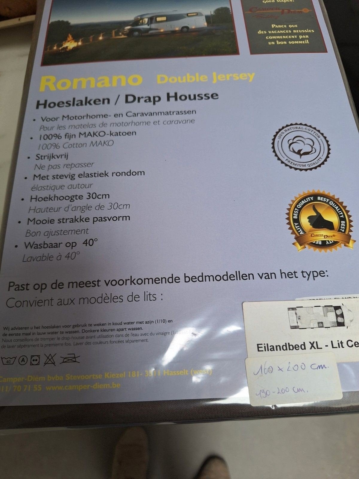 Hoeslaken voor motorhome NIEUW, Ophalen