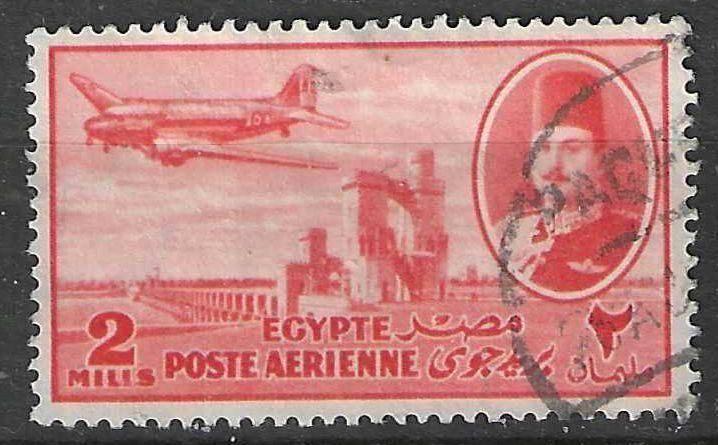 Egypte 1947 - Yvert 29PA - Vliegtuig boven een Dam (ST), Postzegels en Munten, Postzegels | Afrika, Verzenden, Egypte, Gestempeld