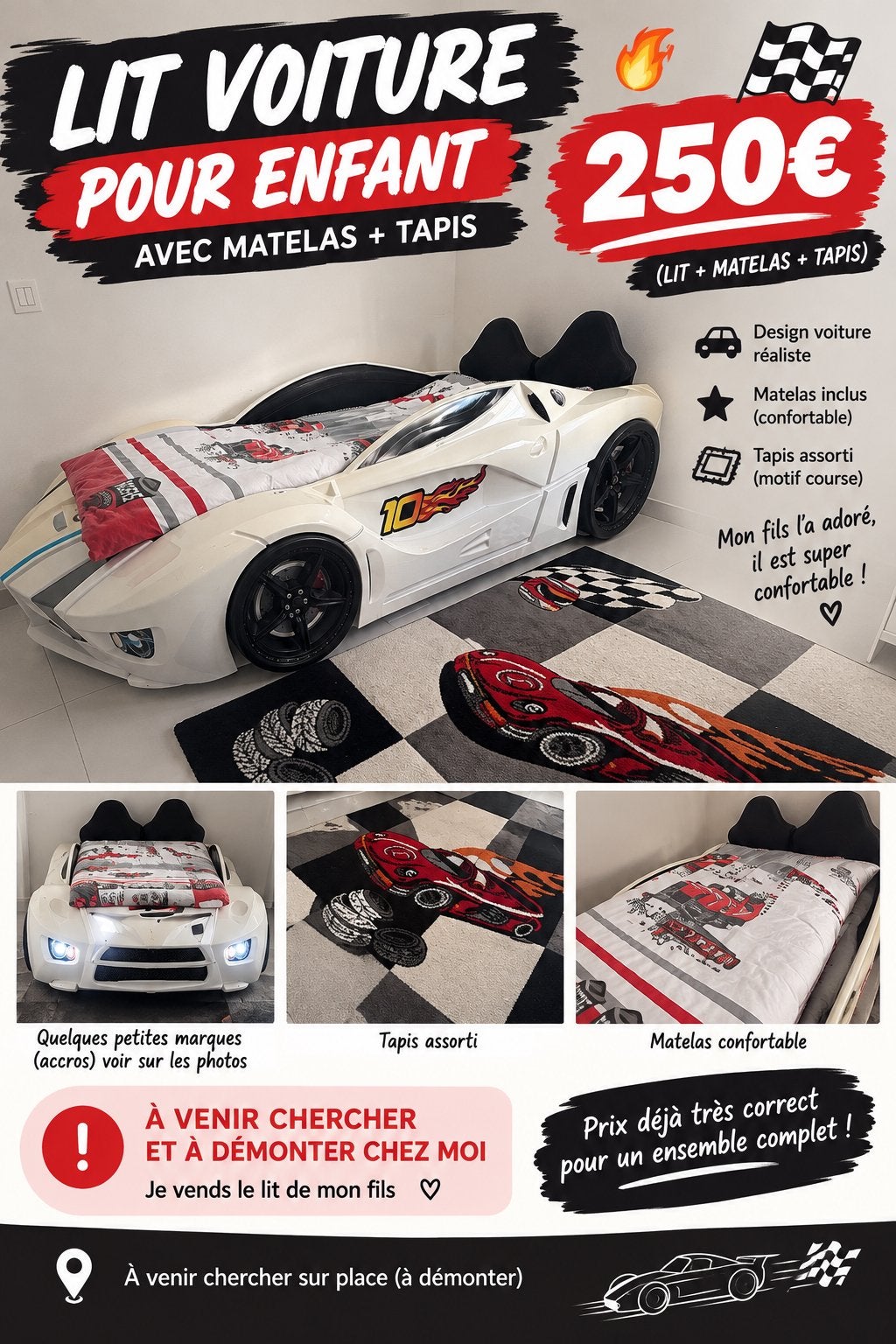 Lit voiture, Enlèvement, Utilisé, Voiture