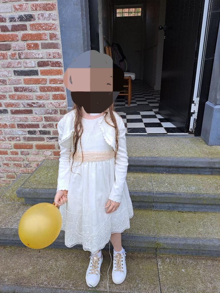 Communie kleedje en gilet 7jaar, Ophalen, Meisje, Zo goed als nieuw, Jurk of Rok