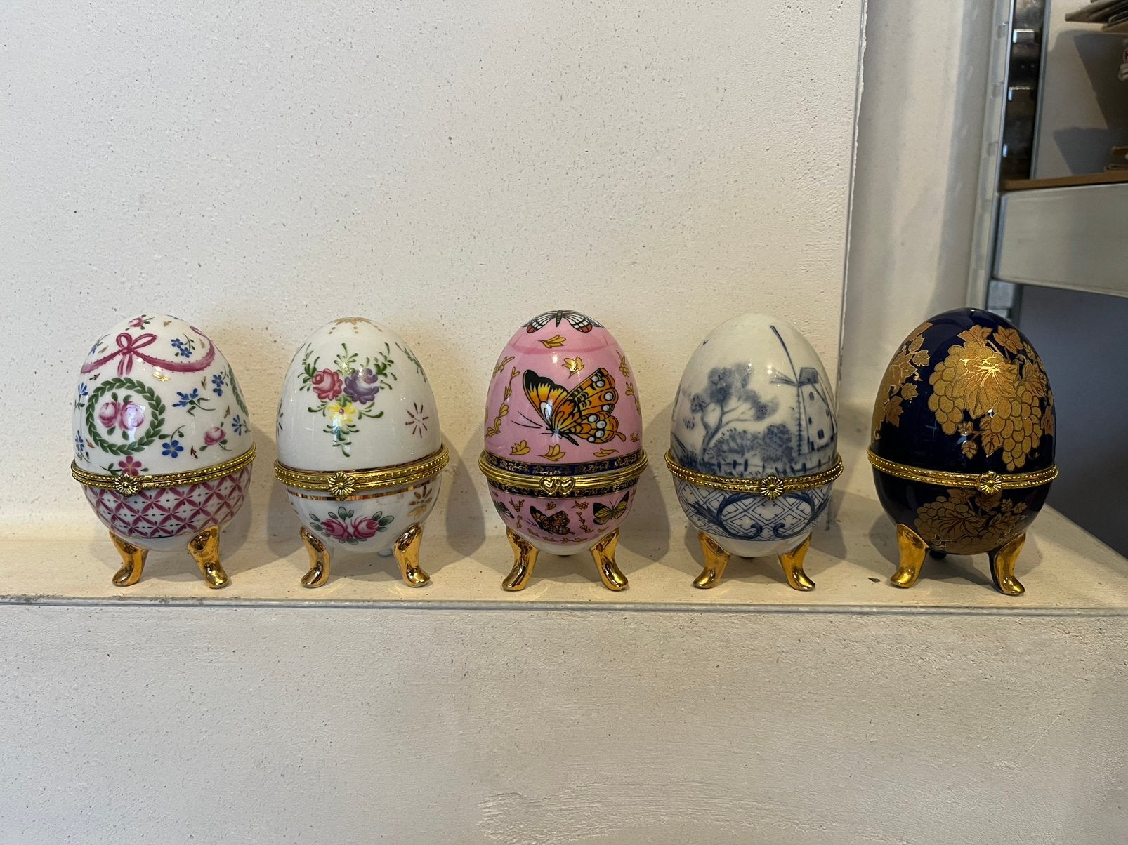 Lot de 5 boîtes à bijoux en porcelaine - Style Fabergé, Enlèvement ou Envoi