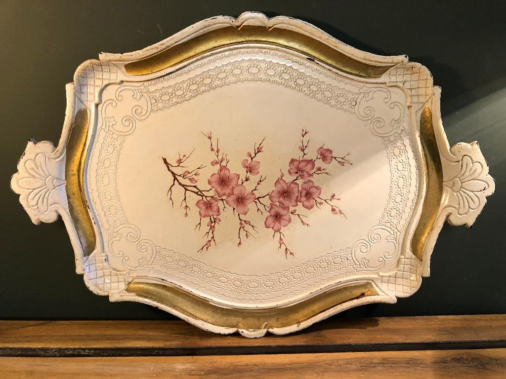 Florentijns Dienblad met bloesem deco., Ophalen of Verzenden