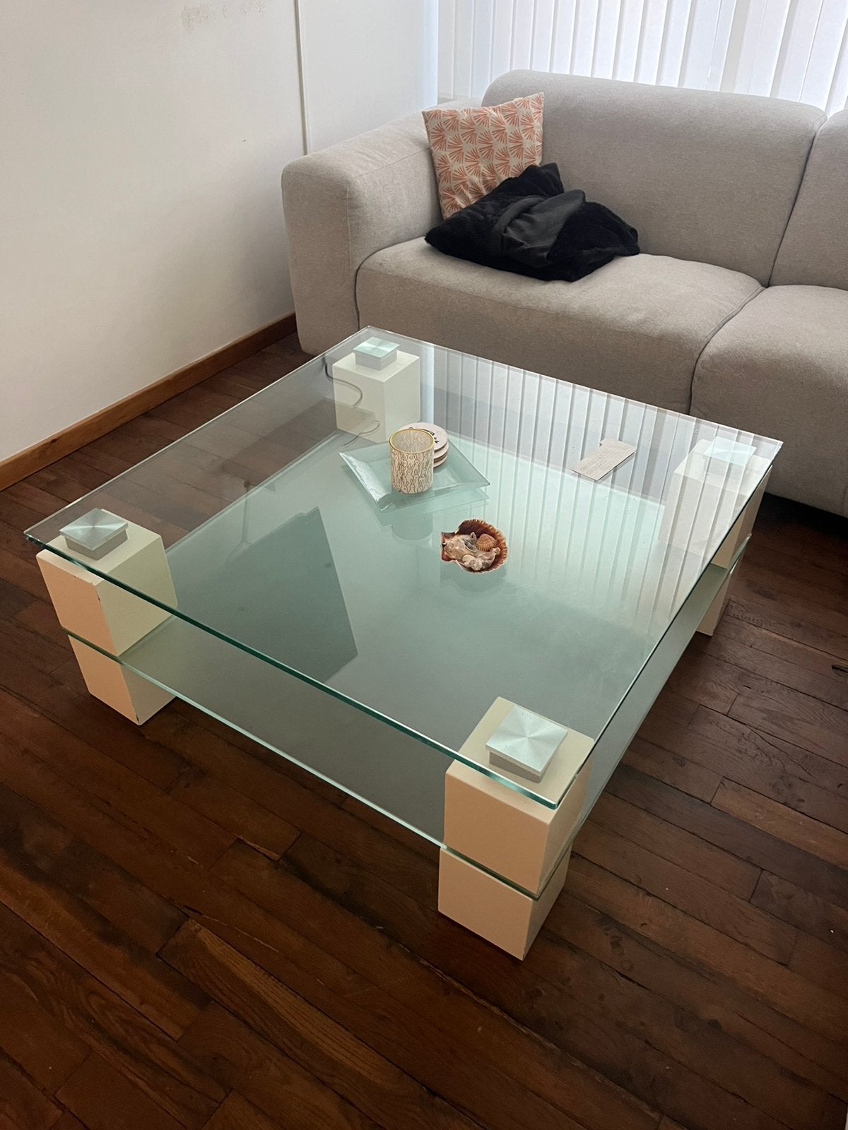 4 kantige Glazen salontafel, Ophalen, Zo goed als nieuw