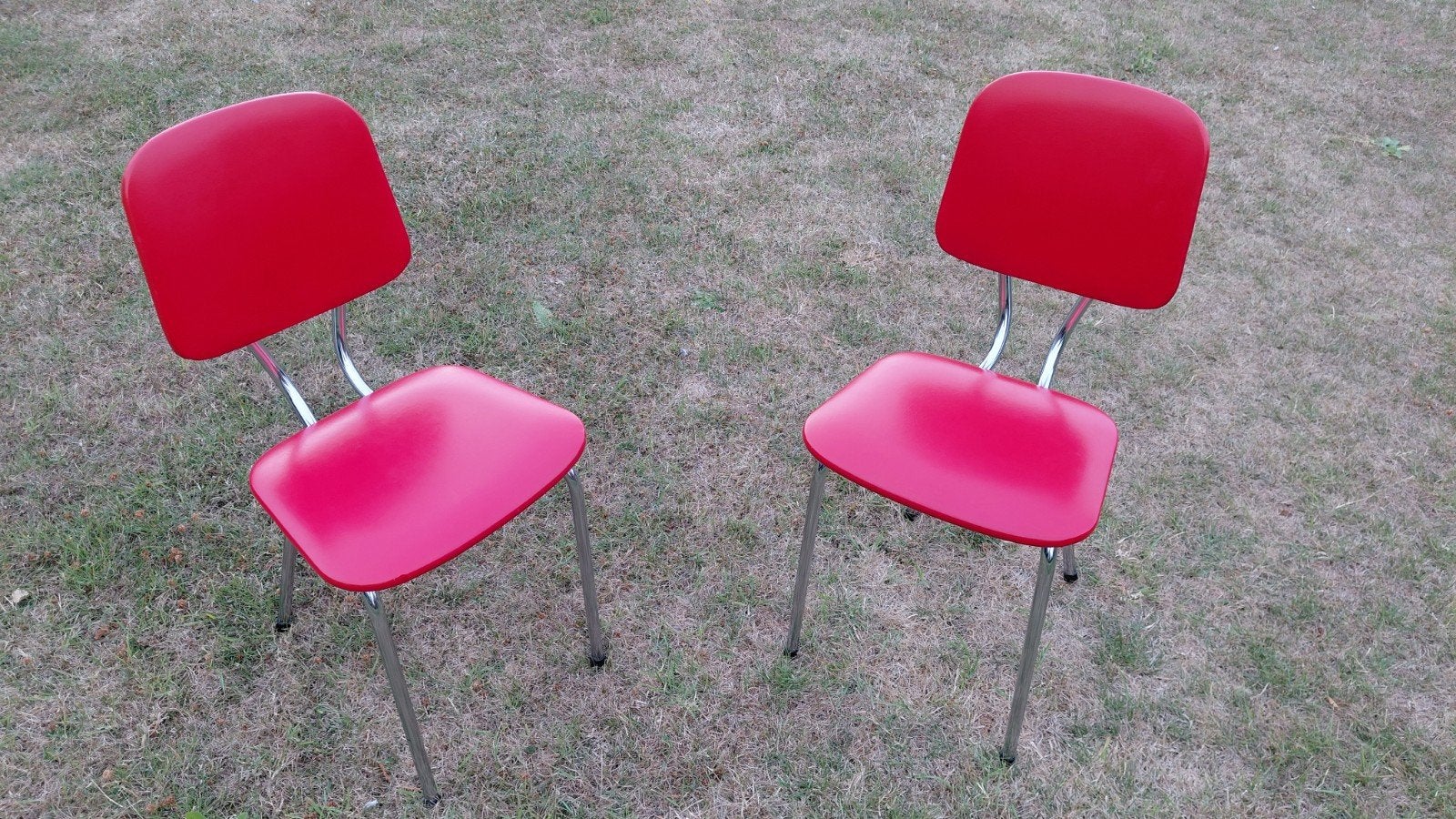 2 vintage keukenstoelen, Huis en Inrichting, Stoelen, Ophalen, Leer