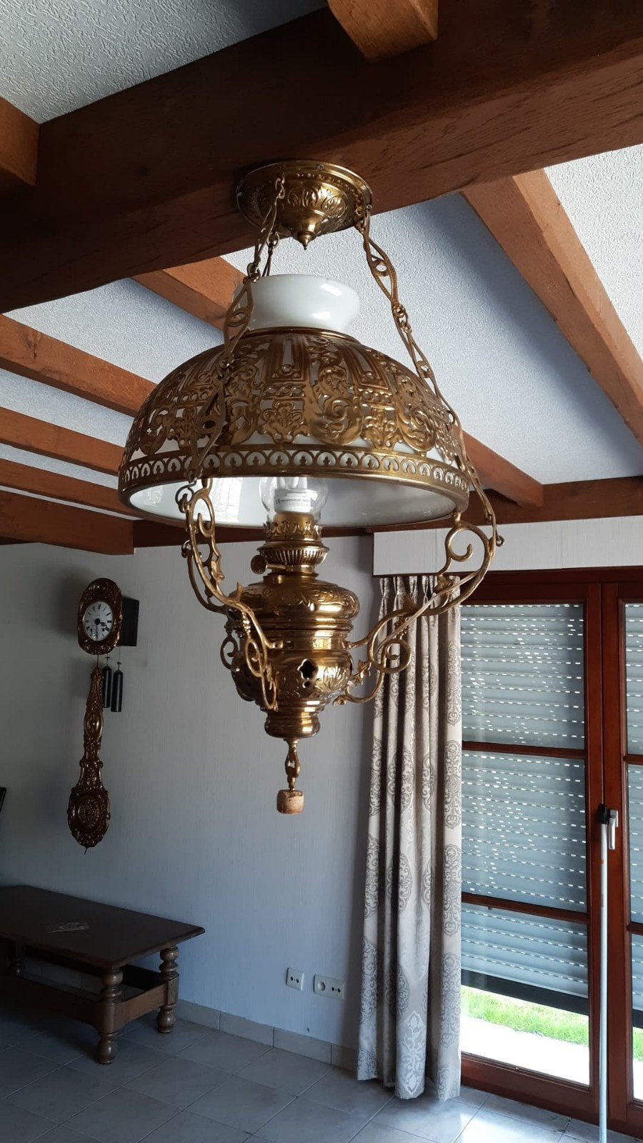 koperen luchter, Huis en Inrichting, Ophalen, Glas