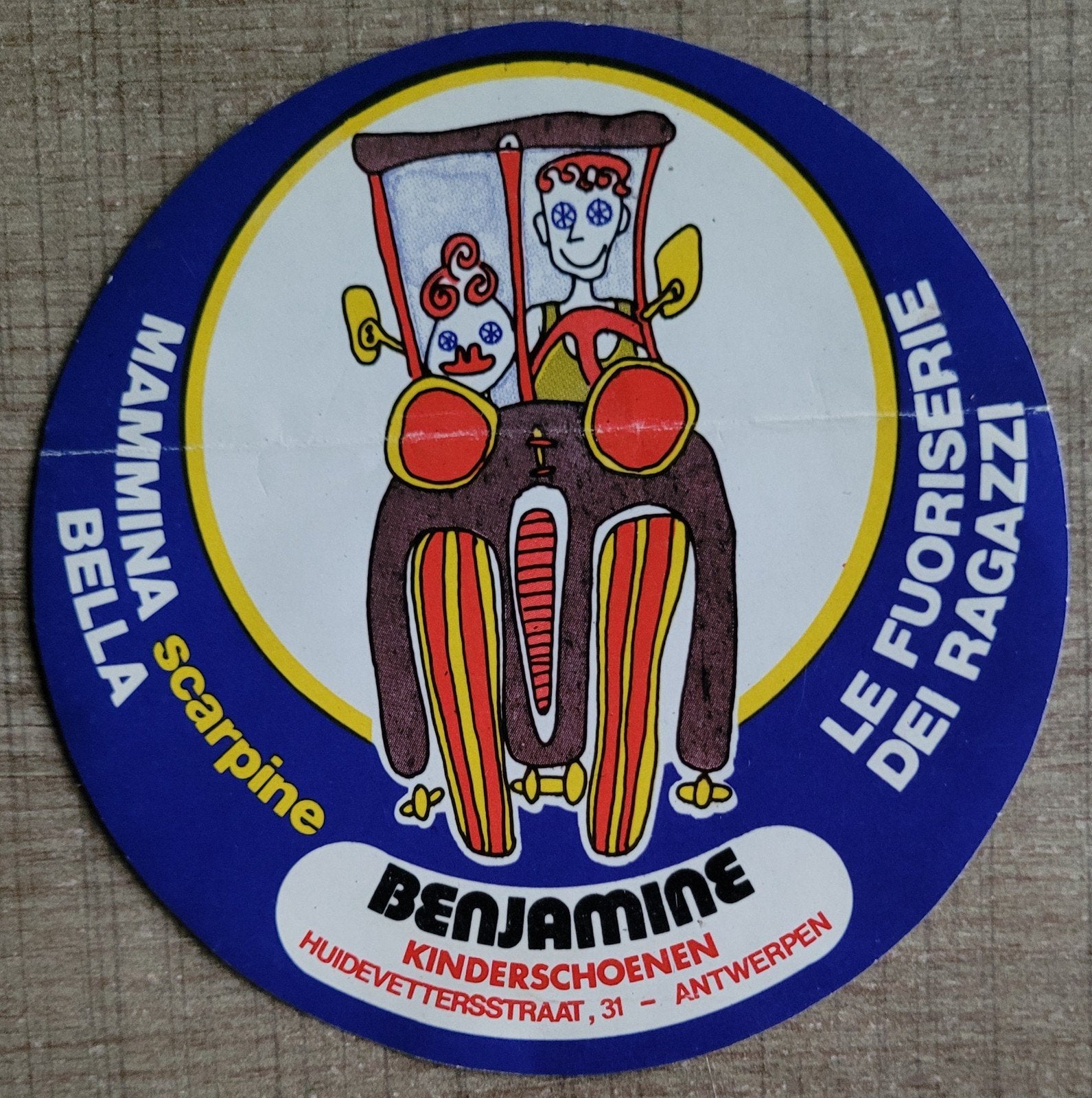 Oude sticker: Benjamine kinderschoenen, Ophalen of Verzenden, Gebruikt, Winkel of Supermarkt
