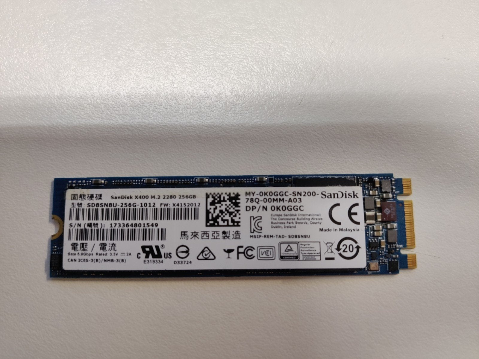 256GB SanDisk X400 M.2 2280 SSD, 256GB, SSD, Sandisk, Interne