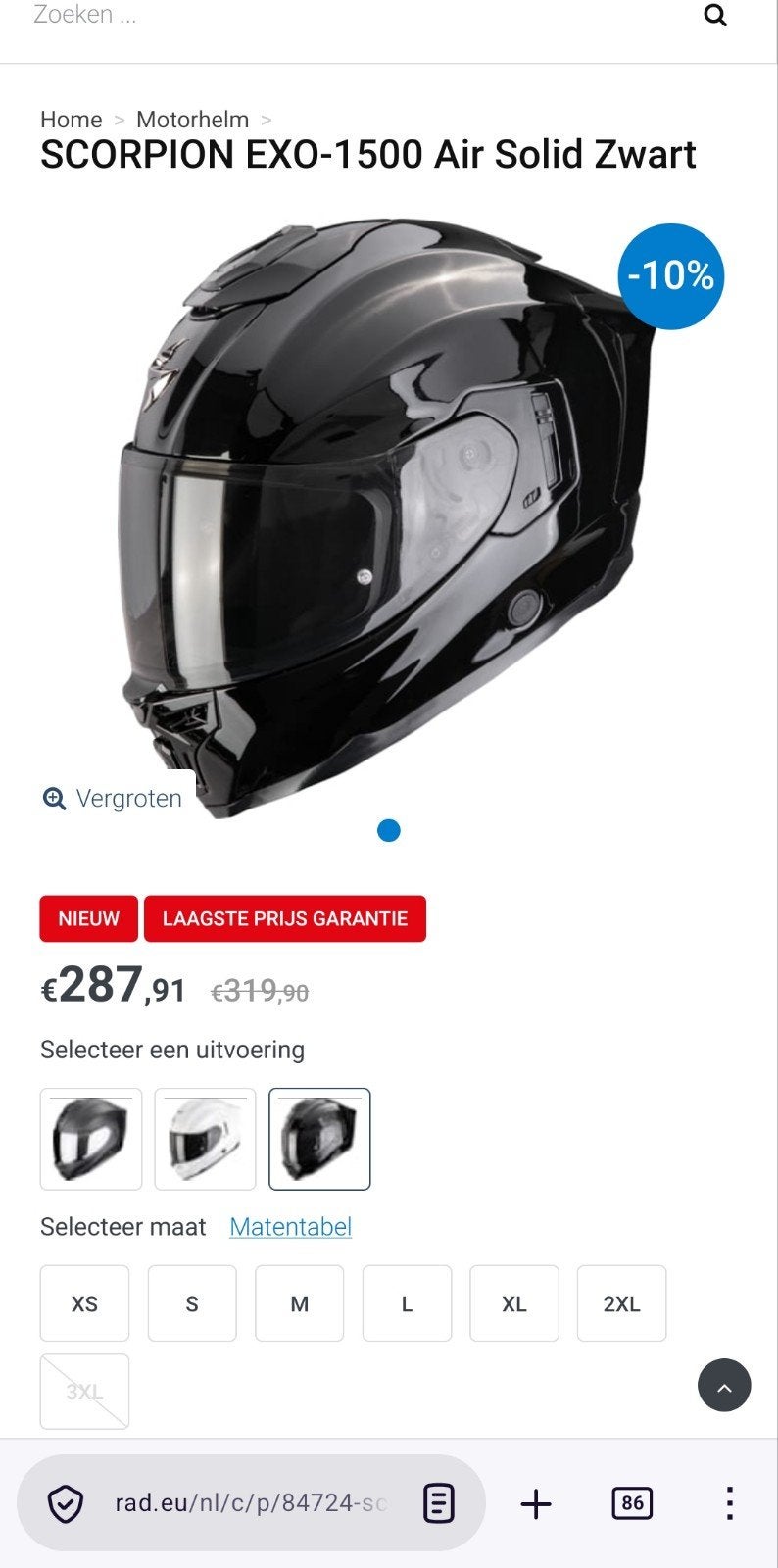 scorpion exo 1500 air + visière homologuée !, Ophalen