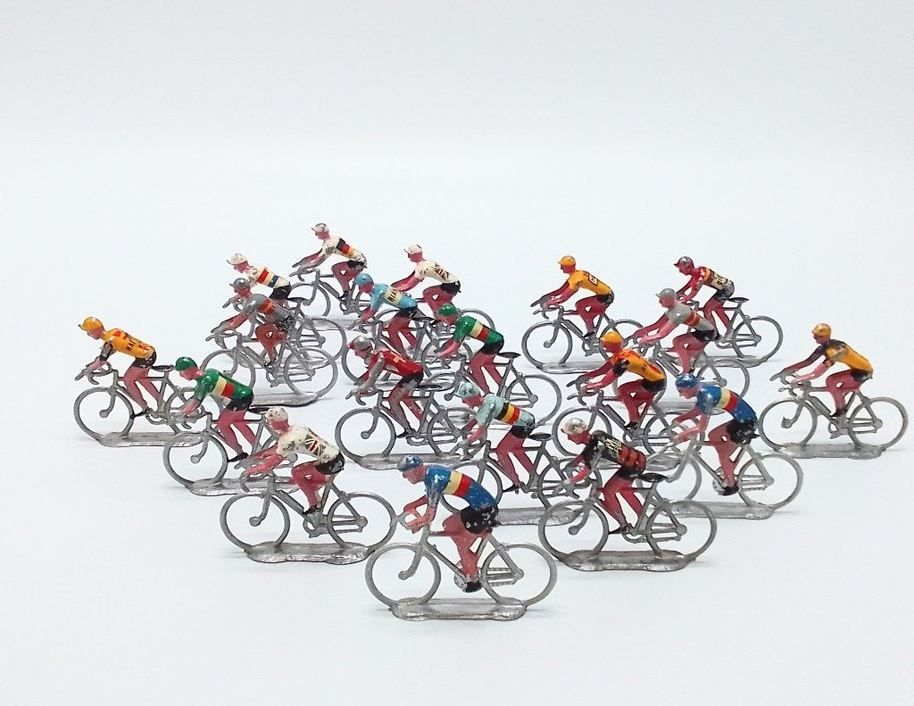 19 stuks vintage aluminium wielrenners uit de jaren 1950, Ophalen of Verzenden