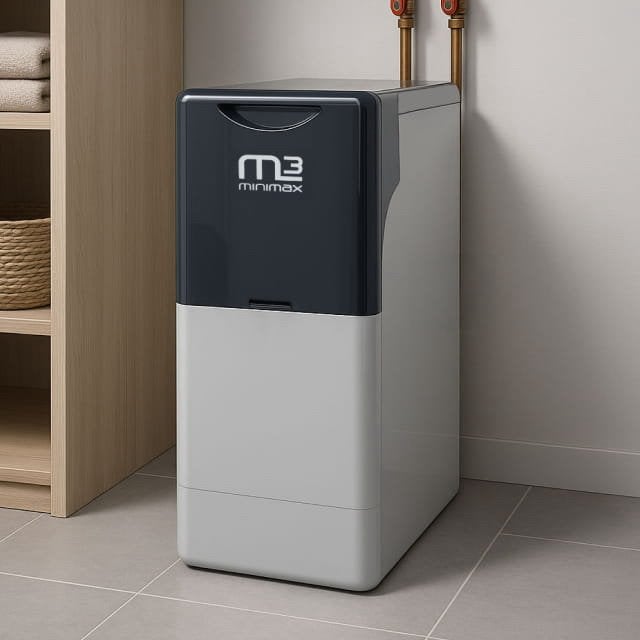 Minimax M3 adoucisseur d’eau + 128 kg de sel, Enlèvement, Comme neuf, Adoucisseur d'eau au sel