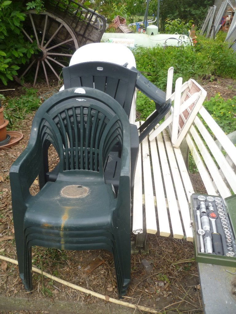 10  TUINSTOELEN+BANK+2 TAFELTJES, Enlèvement